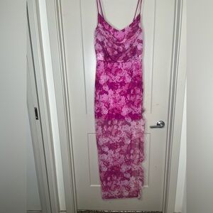 Pink floral sundress with split